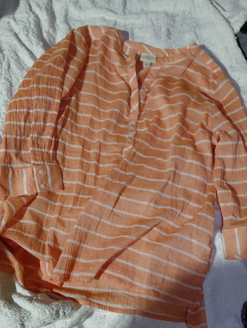 St. John's Bay Peach and White Striped Tunic Top